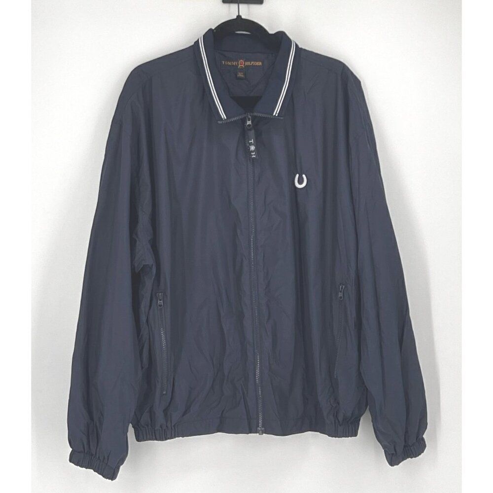 Tommy Hilfiger Golf Windbreaker Zip Front Mens Size XL Blue Y2K Colts